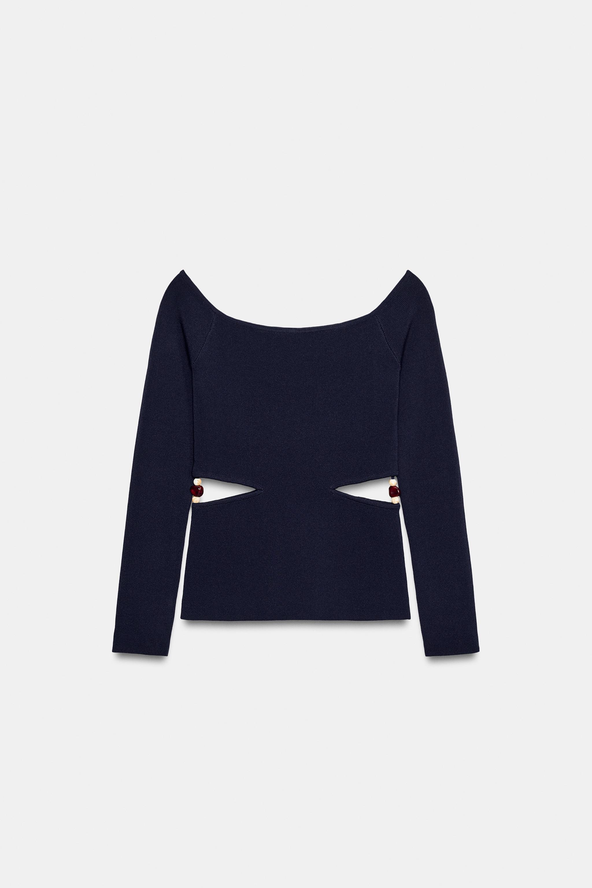 BEADED CUT OUT KNIT TOP
